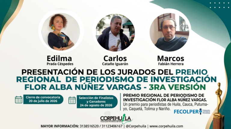 Dos departamentos, cinco categorías y 13 trabajos hacen parte de la tercera versión del Premio Regional de Periodismo de Investigación Flor Alba Núñez Vargas. Tercera versión. Periodismo de investigación regional se abre paso @tvnoticiascol @enlacepaishuila